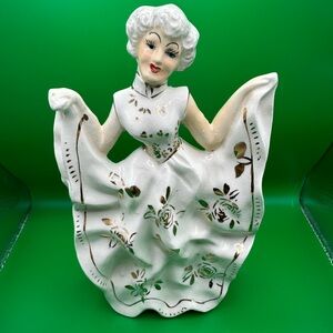 Vintage Elegant White and Gold Ceramic Figurine made in Japan